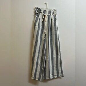 Ava Striped Wide Leg Trousers with Rope Belt XS